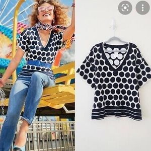 Cabi Short Sleeve polka dot sweater Sz Medium